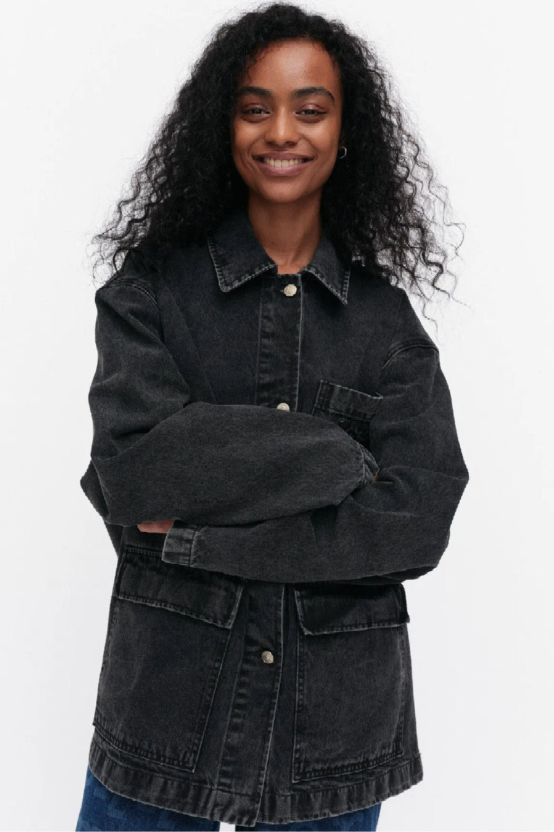 Marimekko Maridenim Poweri Unikko placement farkkutakki - harmaa