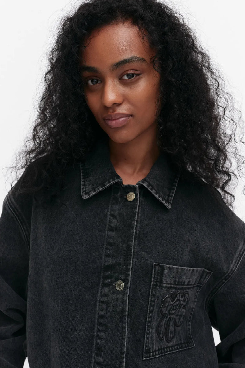 Marimekko Maridenim Poweri Unikko placement farkkutakki - harmaa