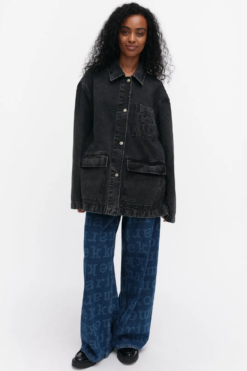 Marimekko Maridenim Poweri Unikko placement farkkutakki - harmaa