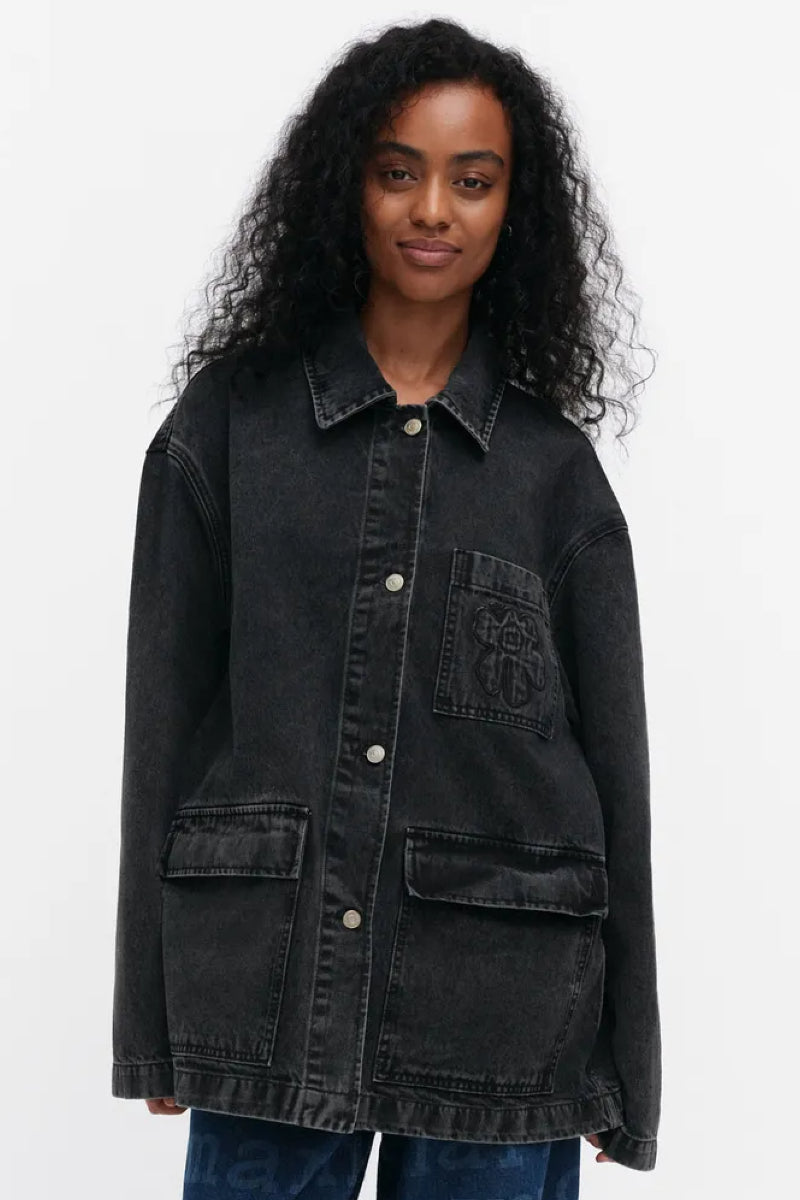 Marimekko Maridenim Poweri Unikko placement farkkutakki - harmaa