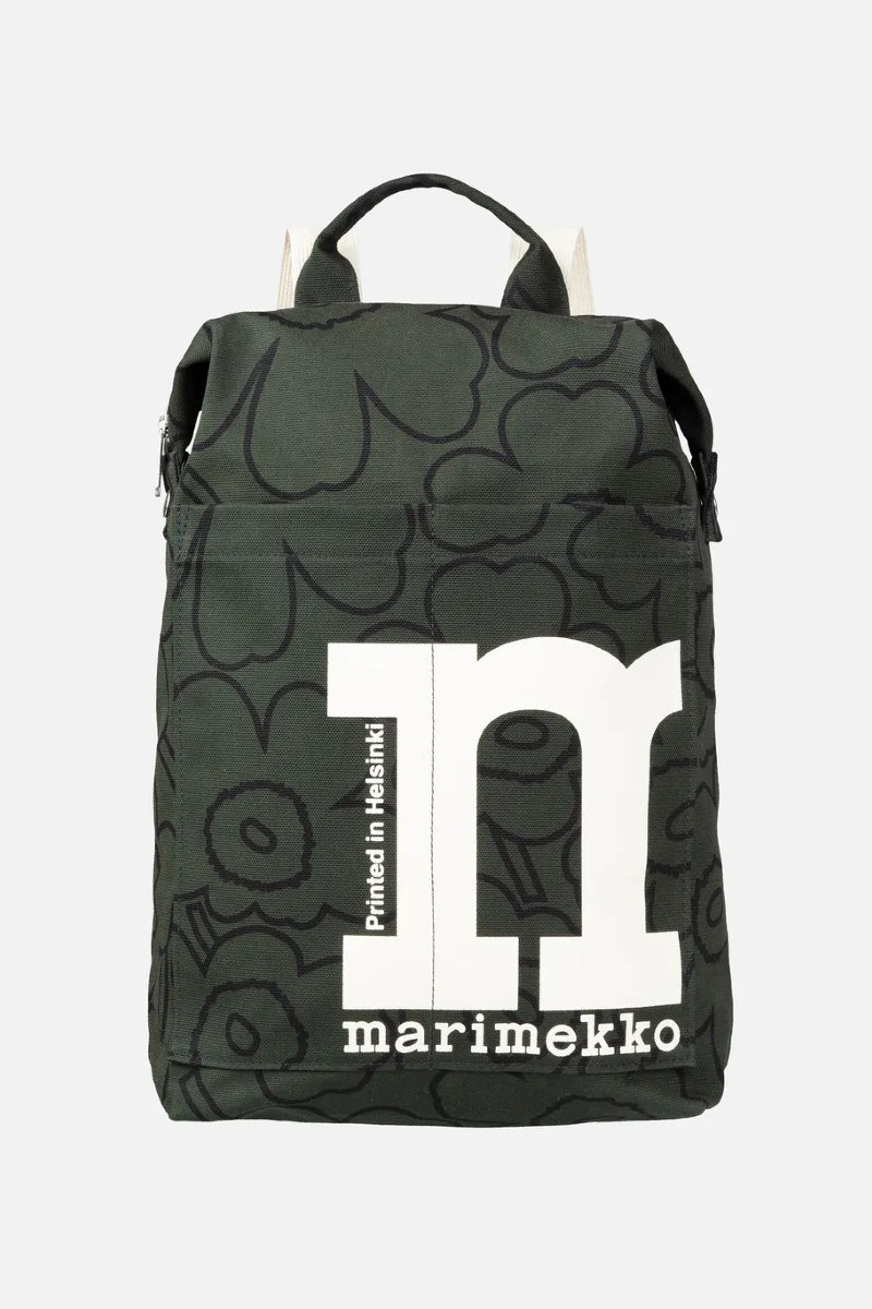 Marimekko Mono Backpack Piirto Unikko reppu - musta Media 1 of 4