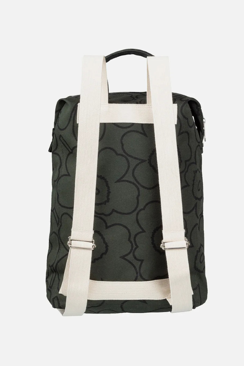 Marimekko Mono Backpack Piirto Unikko reppu - tummanvihreä / musta