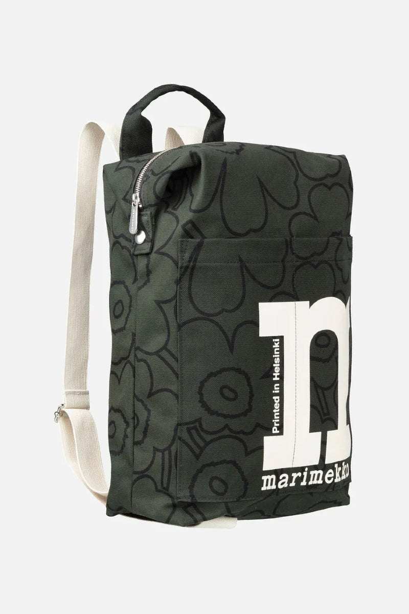 Marimekko Mono Backpack Piirto Unikko reppu - musta Media 1 of 4