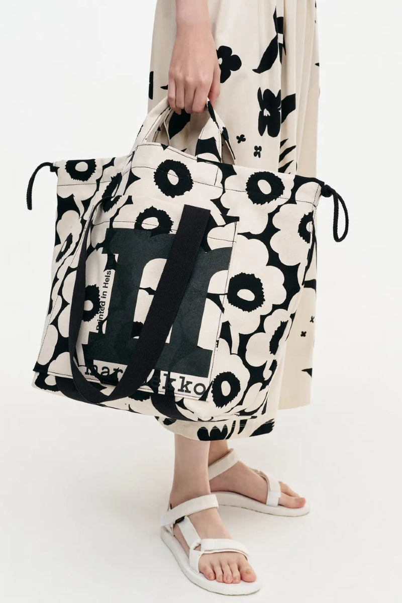Marimekko Mono City Tote Unikko laukku - musta / luonnonvalkoinen
