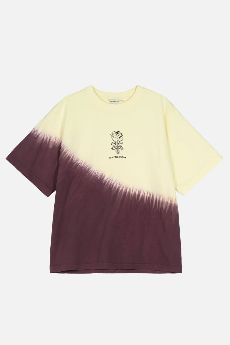 Marimekko Nopeus Vihkiruusu placement t-paita - ruskea / vaaleankeltainen