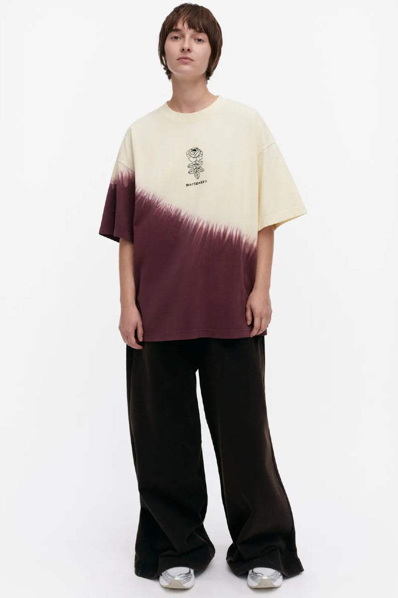 Marimekko Nopeus Vihkiruusu placement t-paita - ruskea / vaaleankeltainen