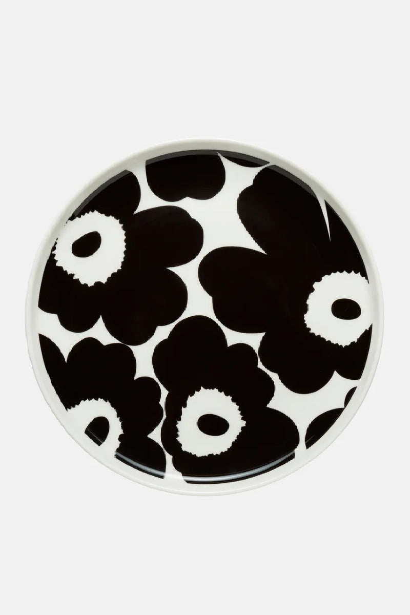 Marimekko Oiva / Unikko Lautanen 20cm - musta/valkoinen