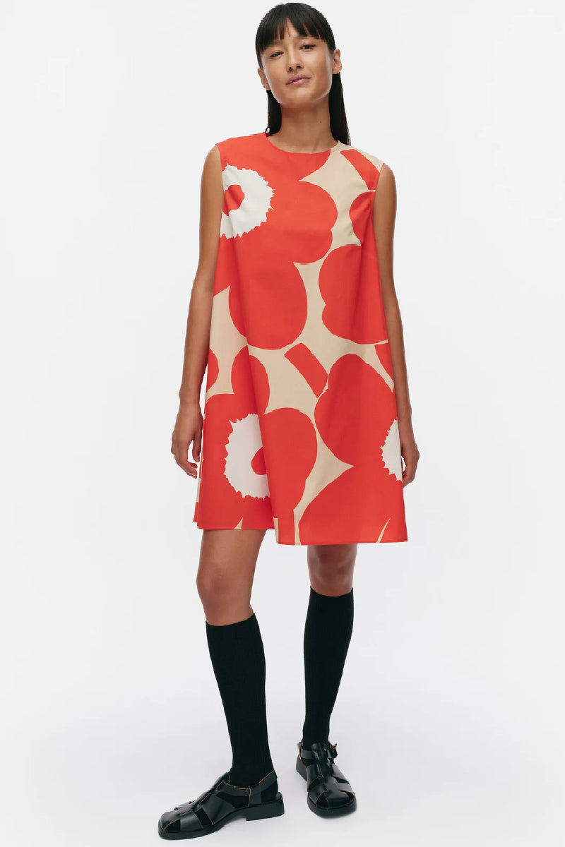 Marimekko Palatsi Unikko mekko - punainen / beige