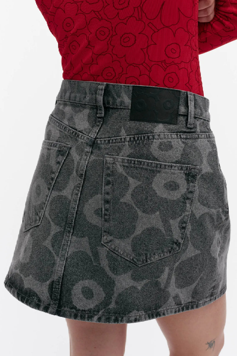 Marimekko Maridenim Ruudut Unikko hame - harmaa