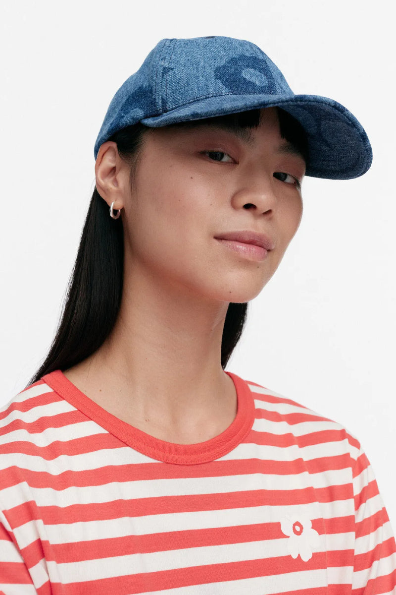 Marimekko Säkeistö Unikko lippalakki - mid indigo