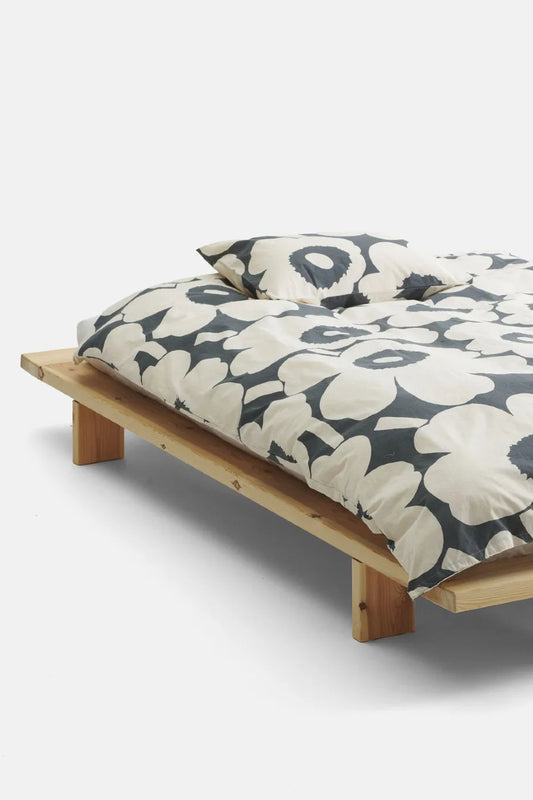 Marimekko Unikko Pussilakana 150x210cm - hiili/l.valkoinen