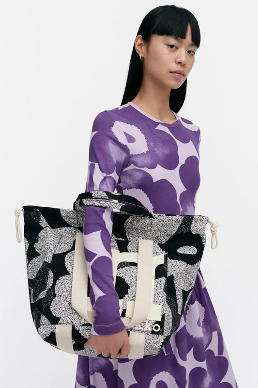 Marimekko Mono City Tote Unikko laukku - musta / valkoinen