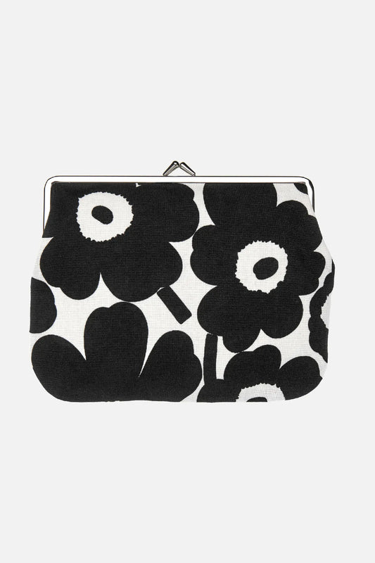 Marimekko Mini Unikko puolikas kukkaro - musta / valkoinen