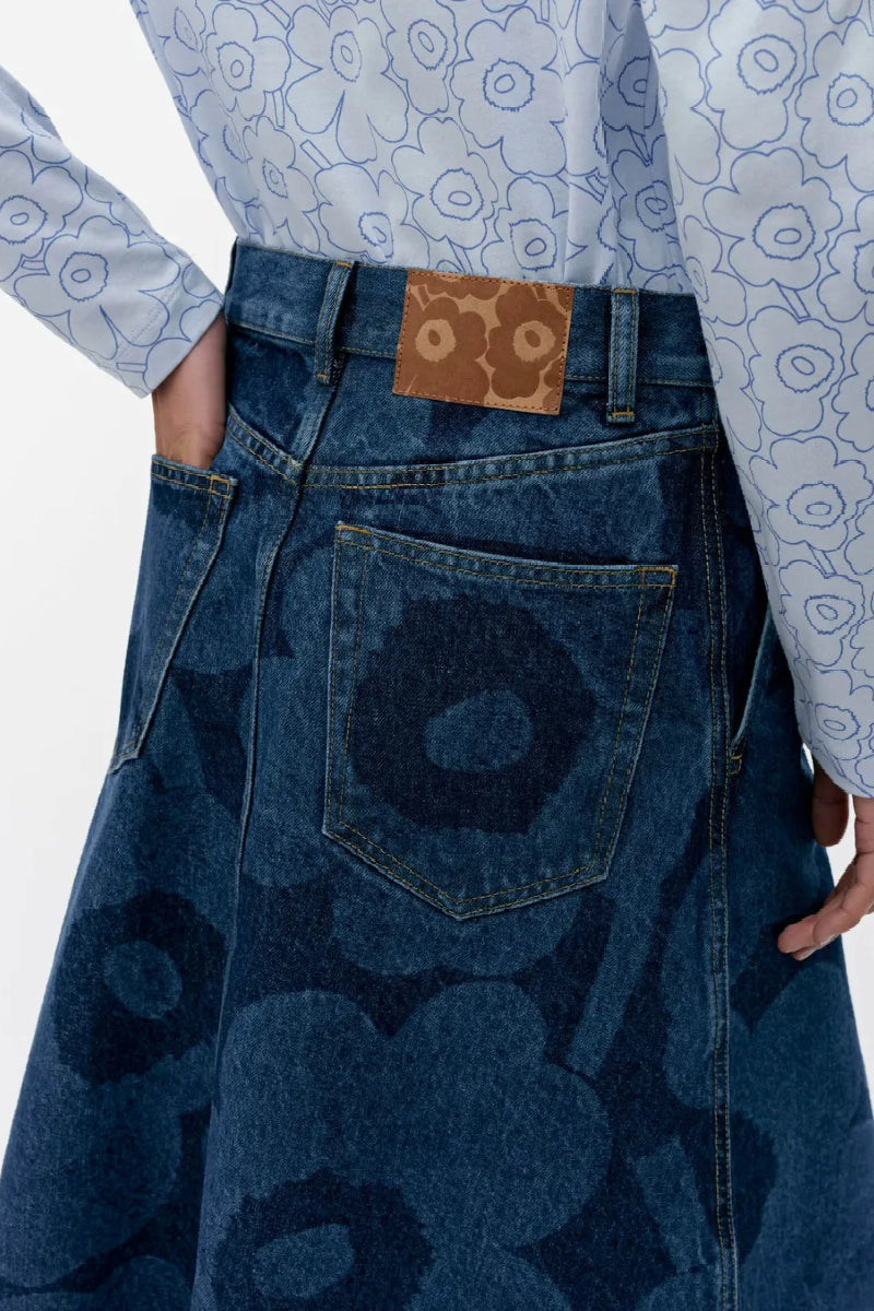 Marimekko Maridenim Suoritus Unikko hame - mid indigo