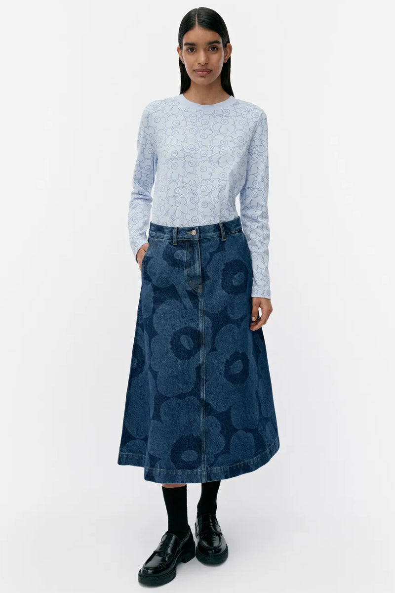 Marimekko Maridenim Suoritus Unikko hame - mid indigo