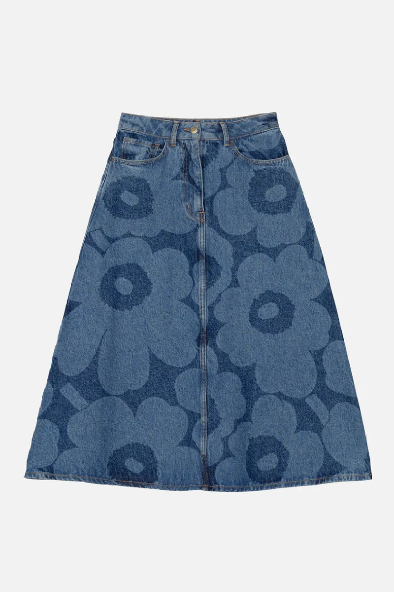 Marimekko Maridenim Suoritus Unikko hame - mid indigo