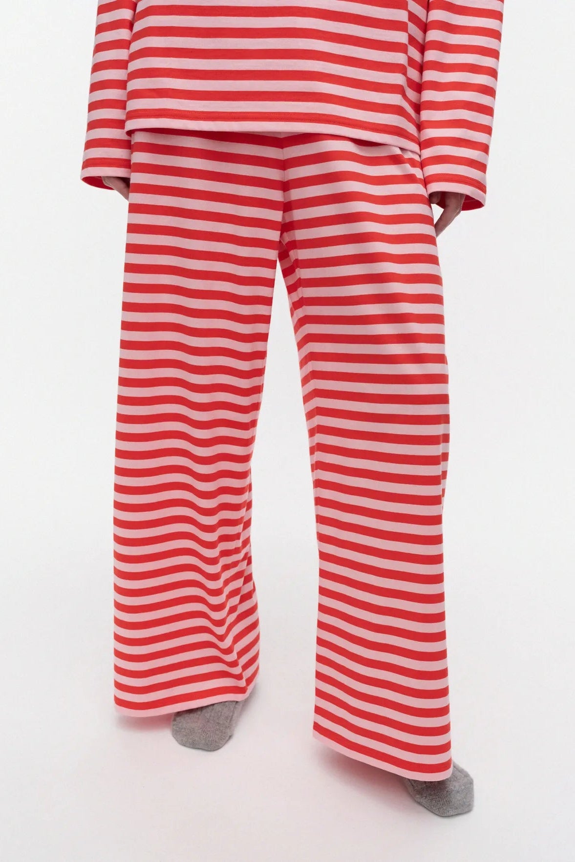 Marimekko Caissa Tasaraita pyjamahousut - punainen / vaaleanpunainen