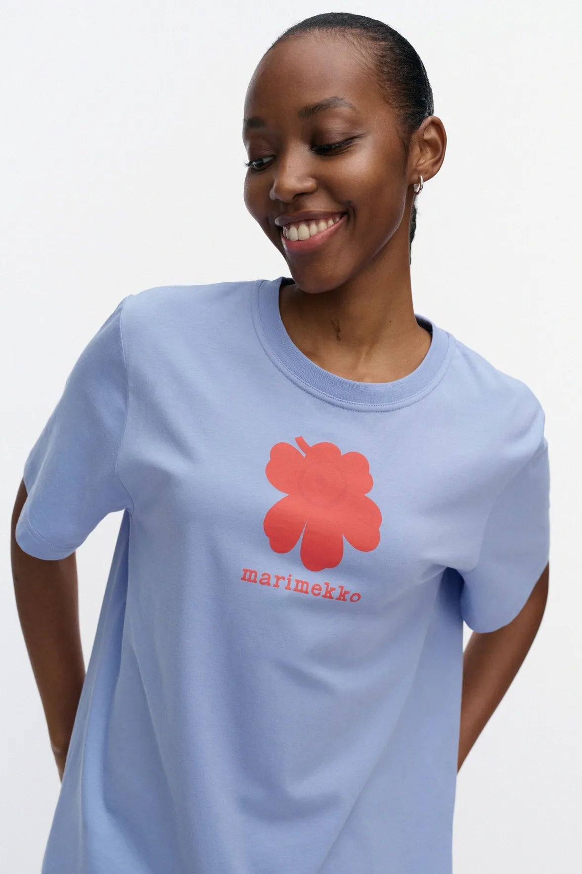 Marimekko Embla Unikko Placement T-paita - sininen / punainen