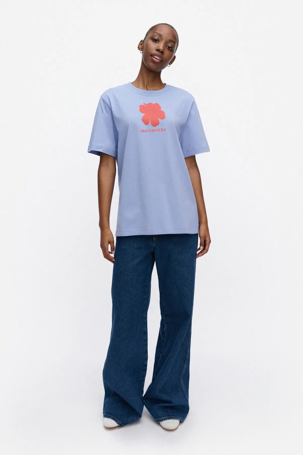 Marimekko Embla Unikko Placement T-paita - sininen / punainen