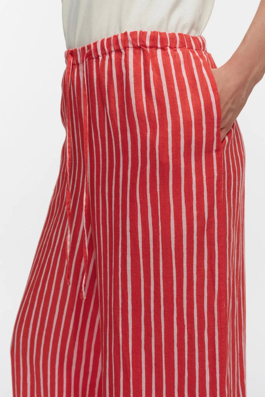 Marimekko Laji Piccolo pellavahousut - punainen / valkoinen