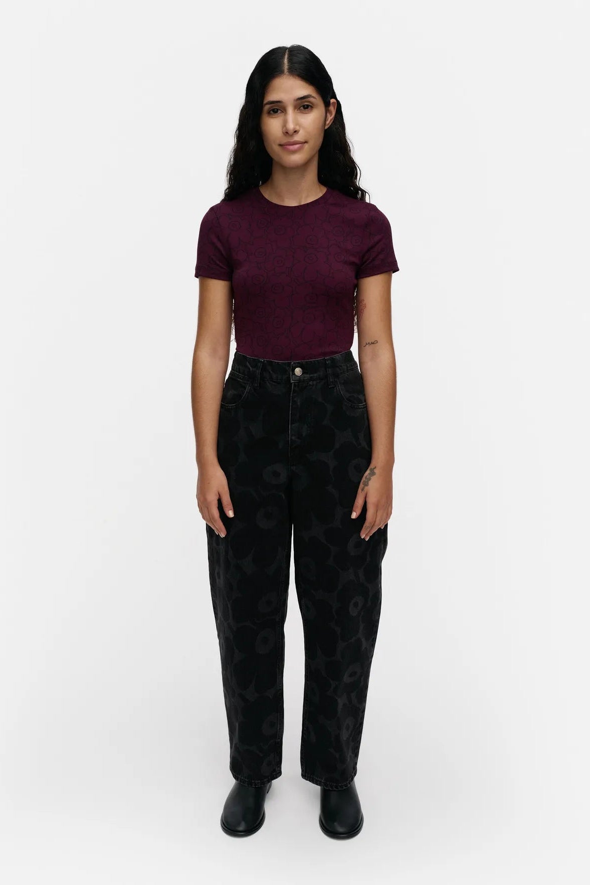 Marimekko Maridenim Barrel Unikko farkut - pesty musta