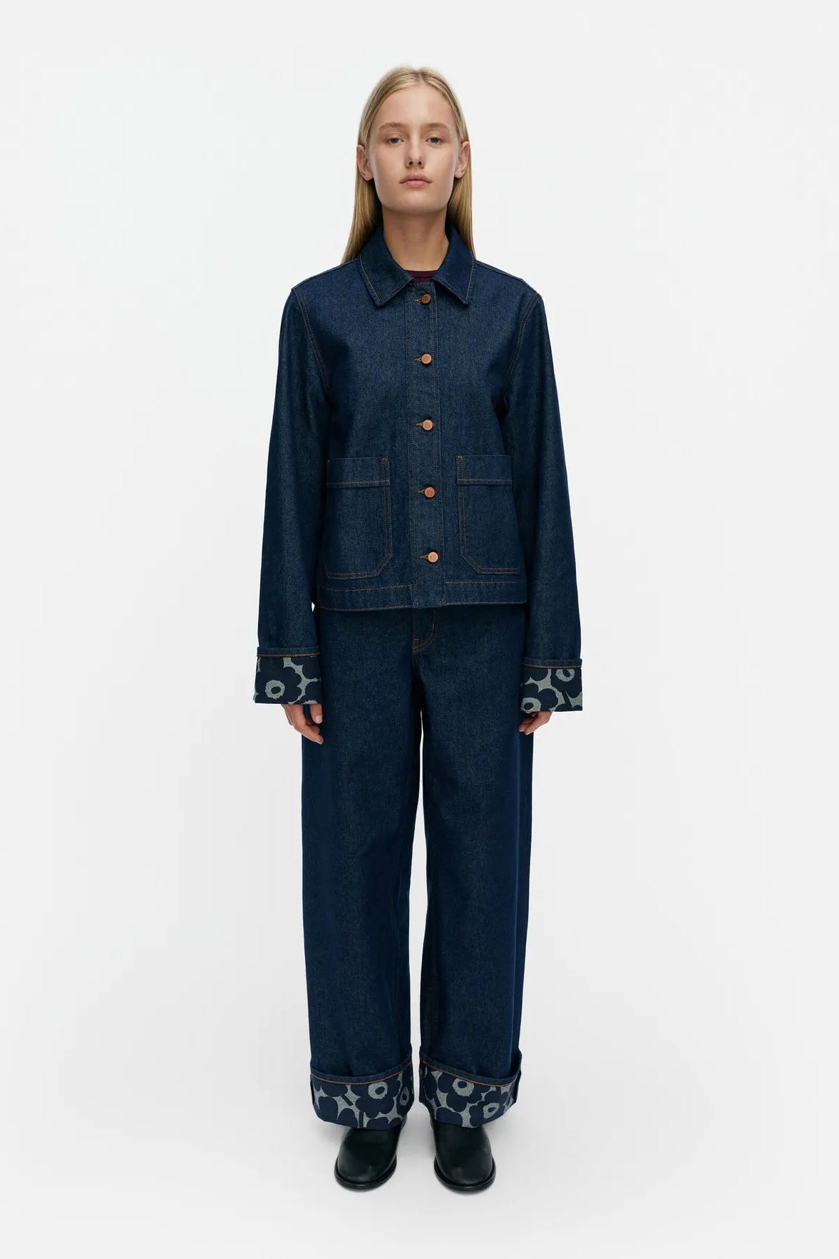 Marimekko Maridenim Käänteet Mini Unikko Farkkutakki - tummansininen