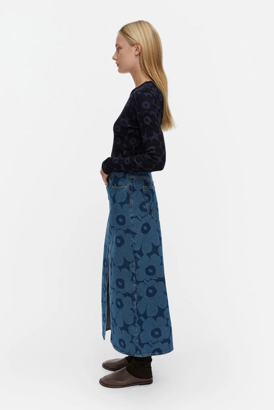 Marimekko Maridenim Kuvastuma Unikko Hame - mid indigo