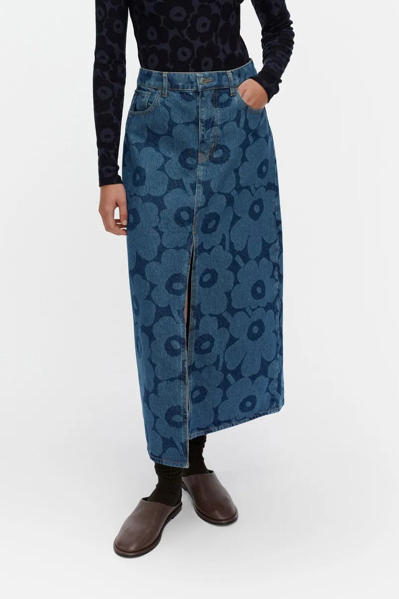 Marimekko Maridenim Kuvastuma Unikko Hame - mid indigo