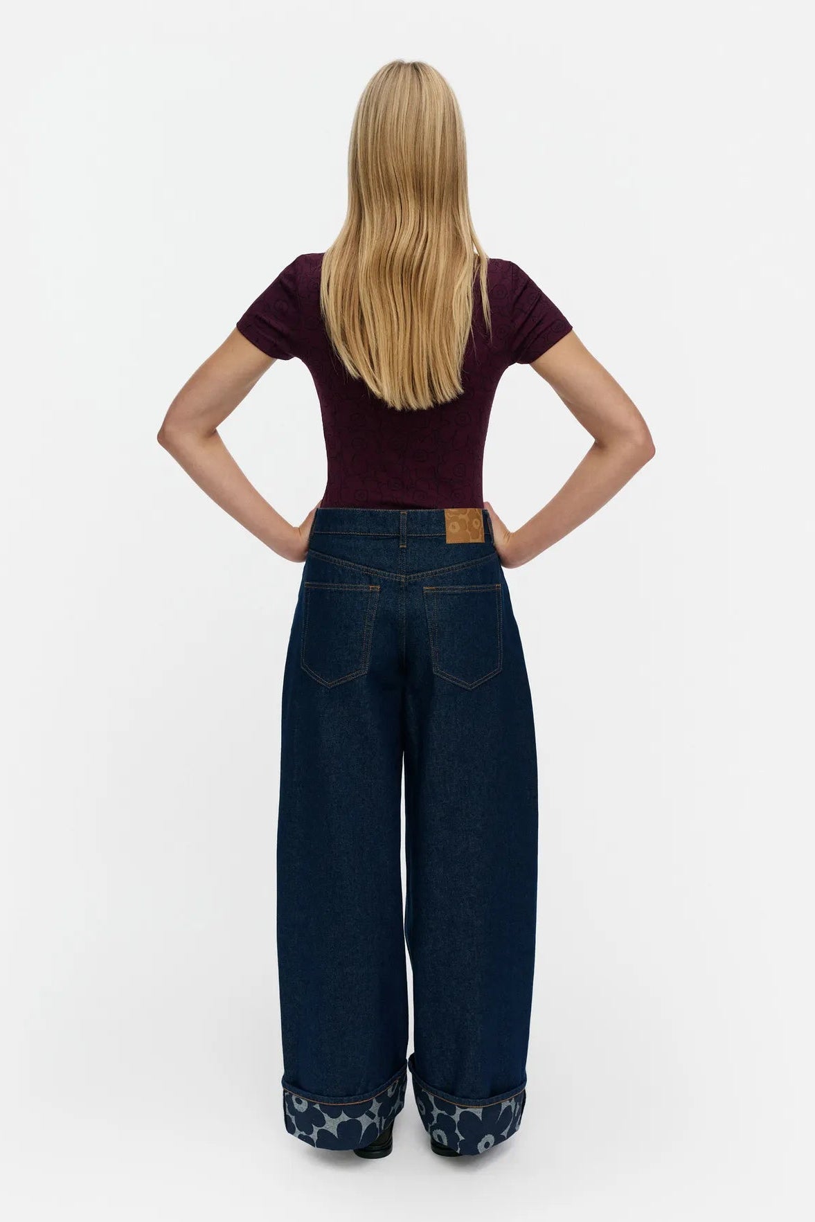 Marimekko Maridenim Loose Mini Unikko Farkut - mid indigo