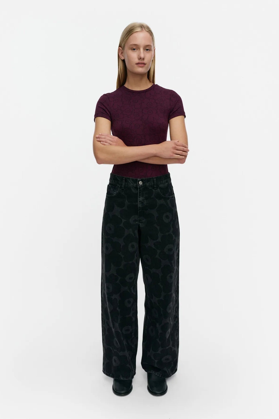 Marimekko Maridenim Loose Unikko farkut - pesty musta