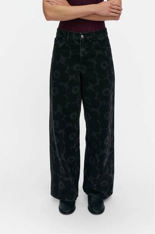 Marimekko Maridenim Loose Unikko farkut - pesty musta