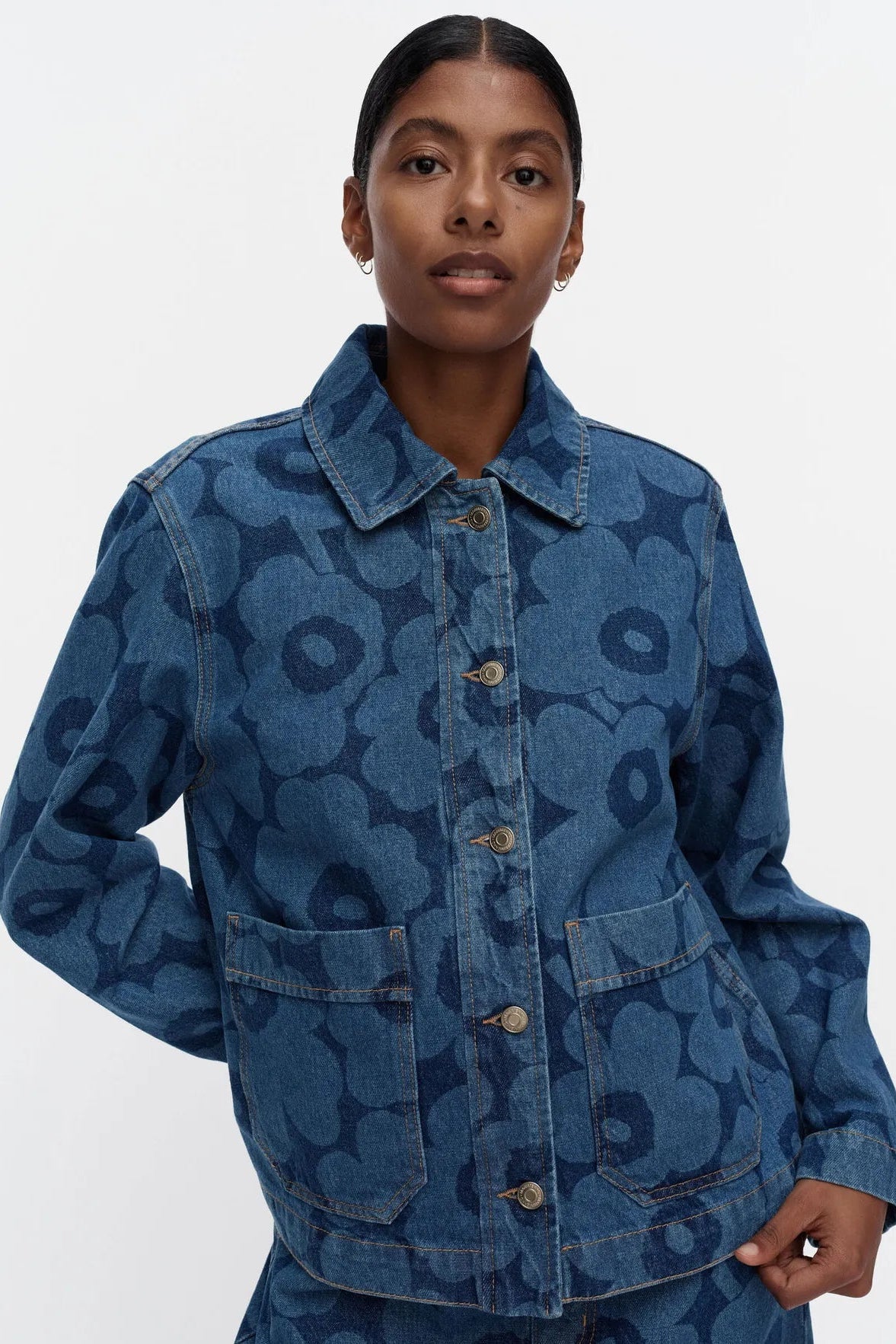 Marimekko Maridenim Näkymä Unikko Farkkutakki - mid indigo