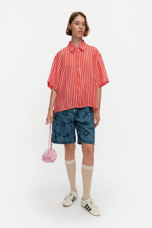 Marimekko Palindromi Piccolo pellavapaita - punainen / valkoinen