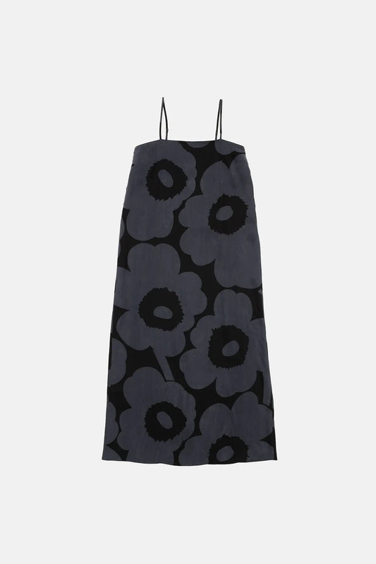 Marimekko Pyörähdys Unikko mekko - musta / harmaa