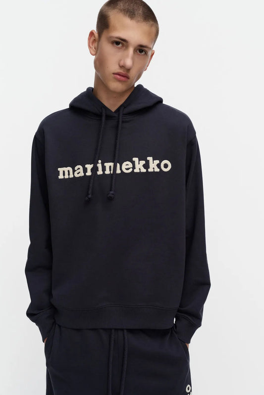 Marimekko Skripti Logo Placement Kioski huppari - tummansininen / kerma