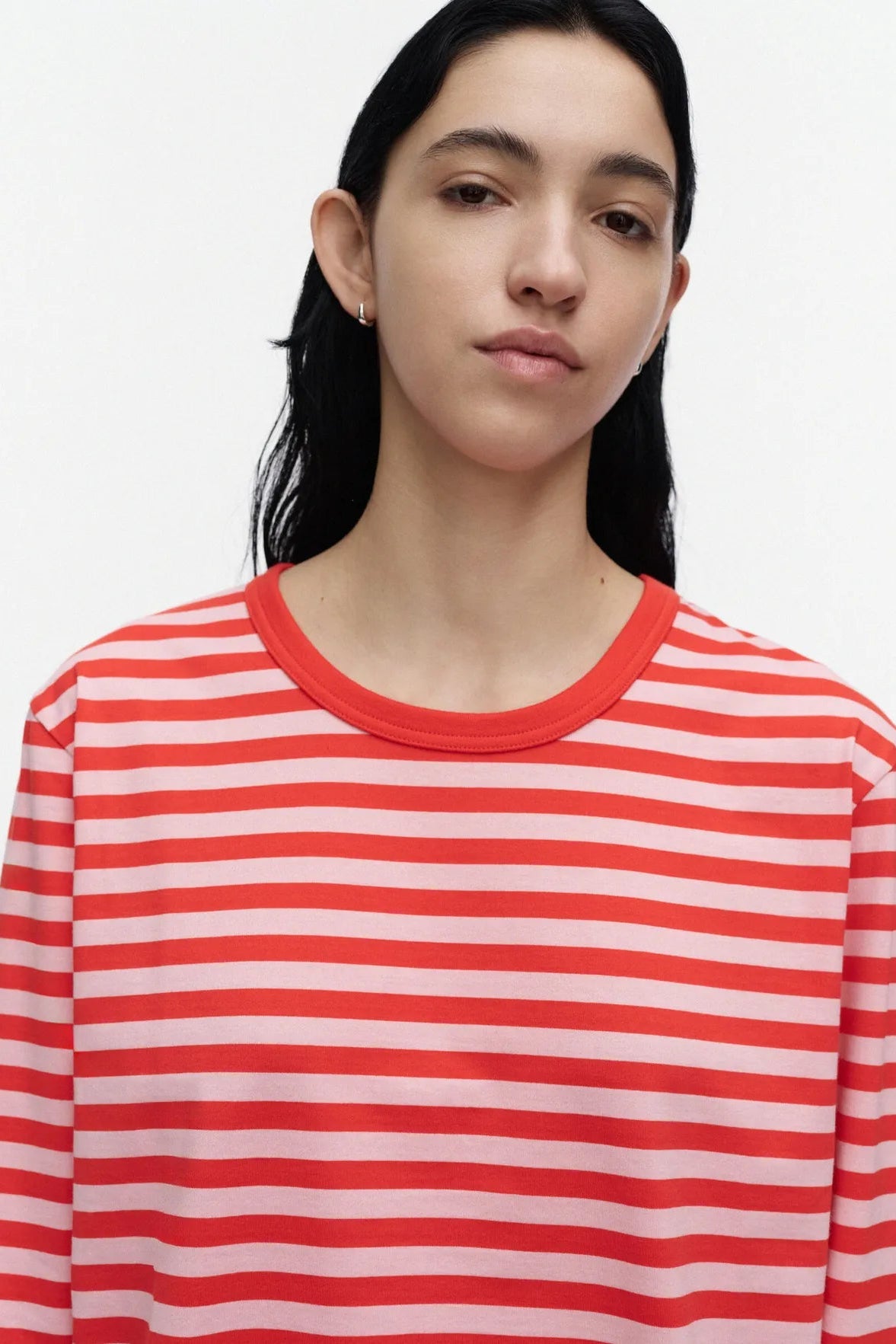 Marimekko Tasaraita Unisex Kioski trikoopaita - punainen / vaaleanpunainen
