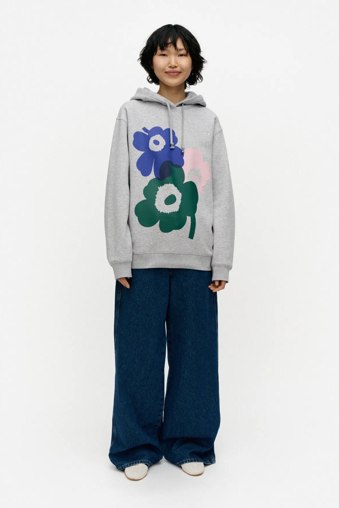 Marimekko Teesi Unikko placement Kioski hoodie - harmaa