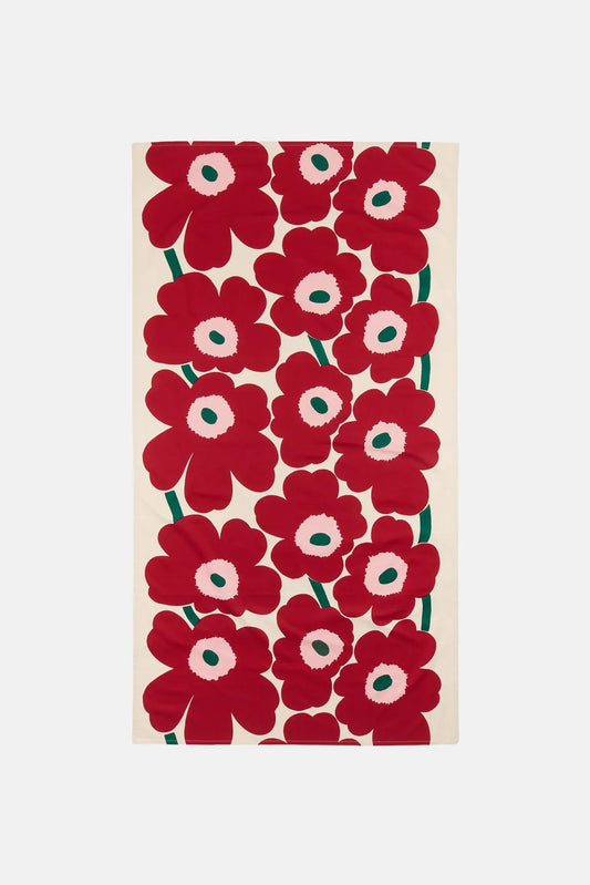 Marimekko Unikko Pöytäliina 135x250 cm - beige / punainen