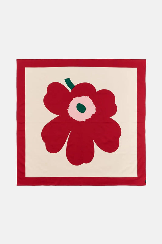 Marimekko Unikko Pöytäliina 140x140 cm - punainen / beige