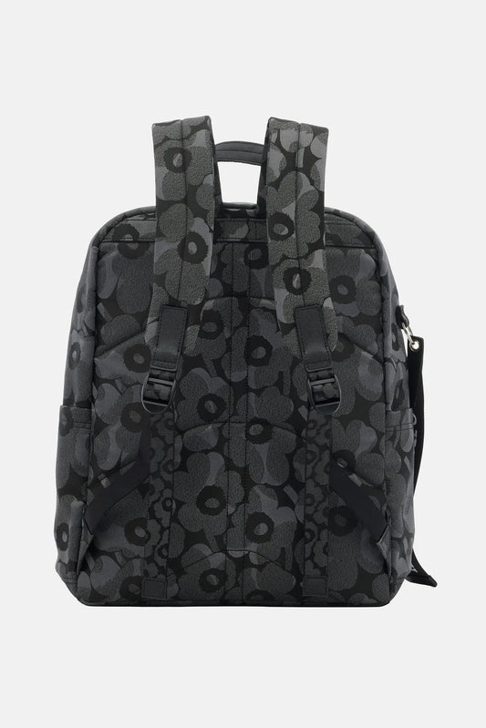 Marimekko Zip Top Backpack Unikko Reppu - harmaa / musta