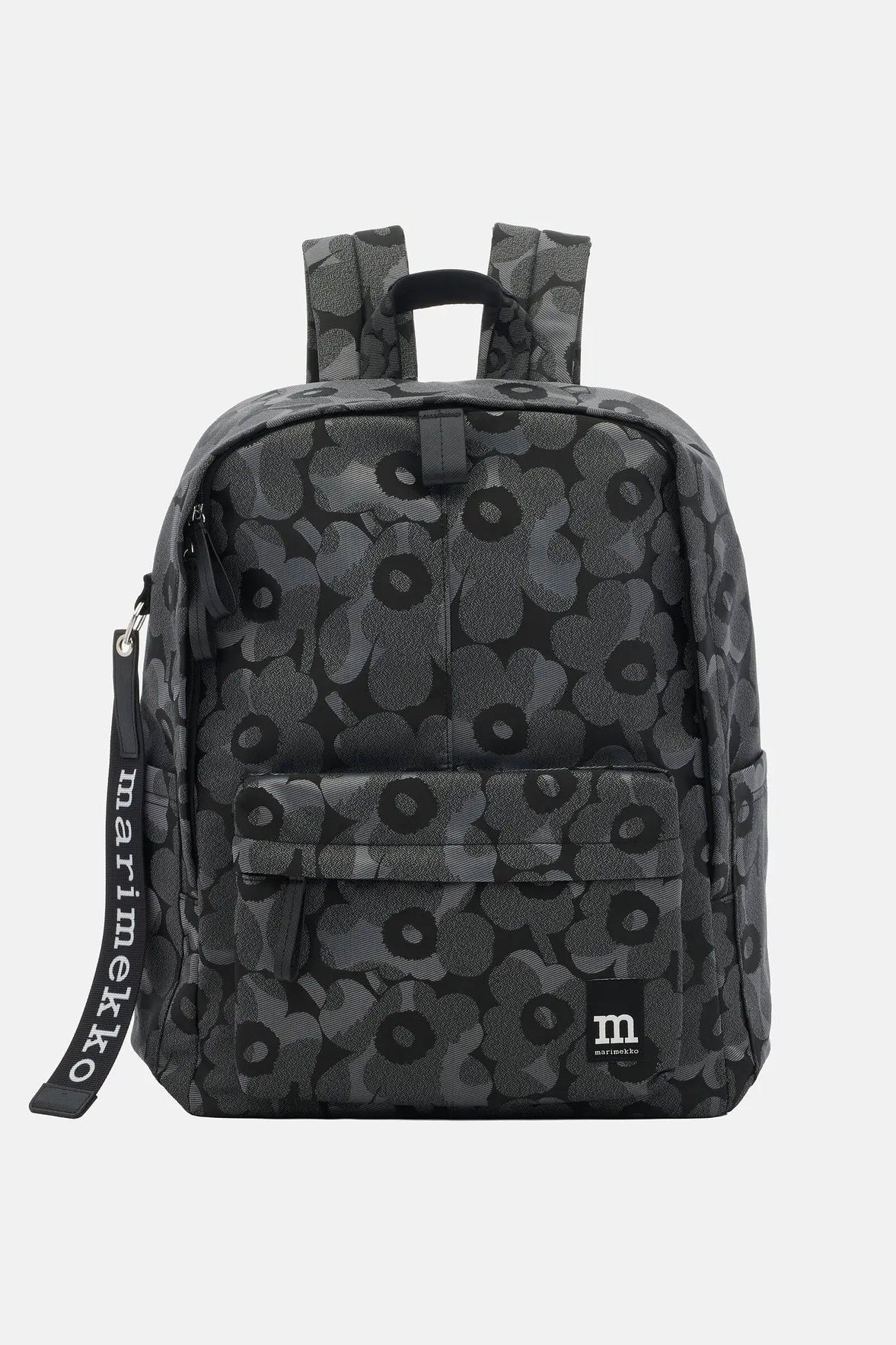 Marimekko Zip Top Backpack Unikko Reppu - harmaa / musta