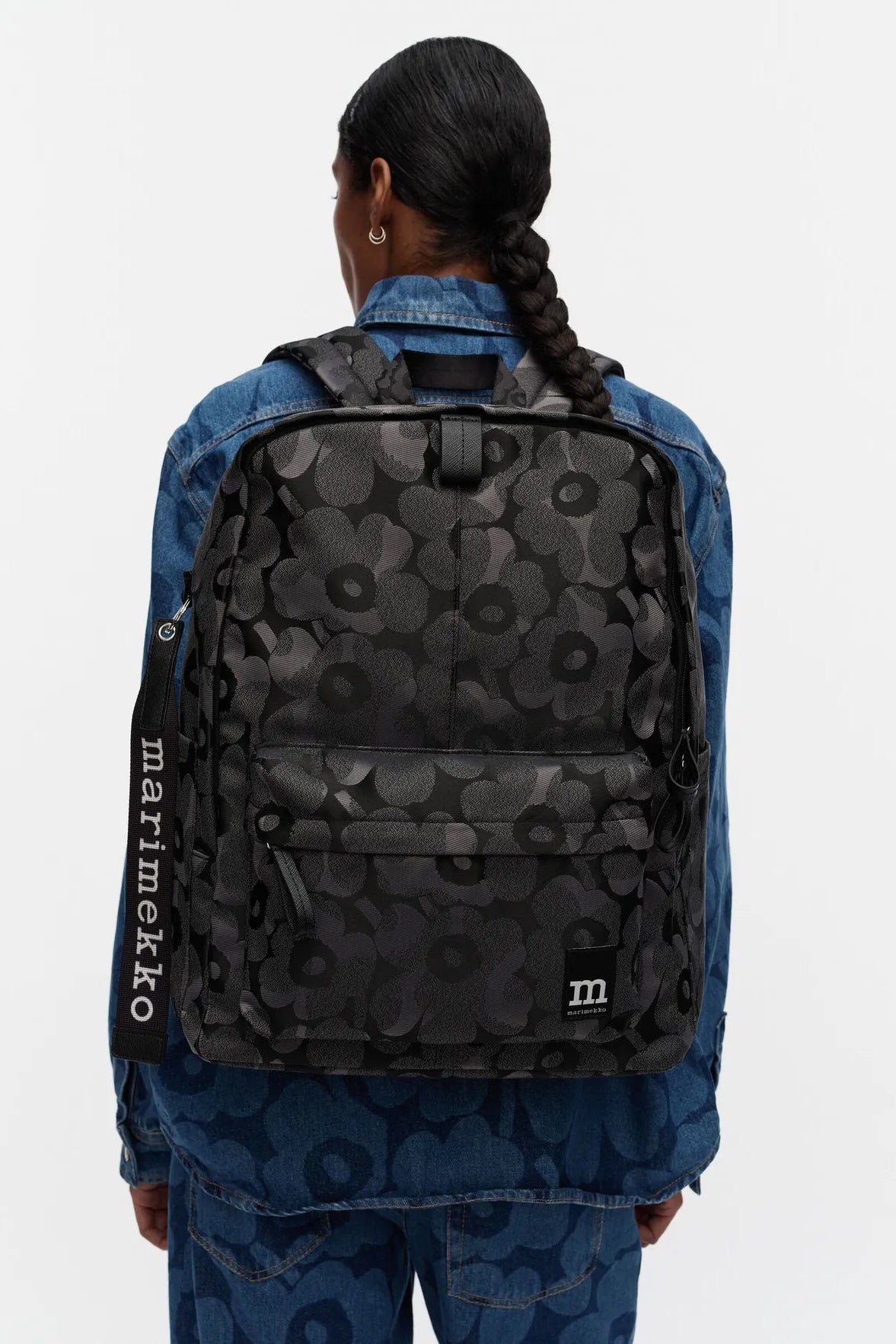 Marimekko Zip Top Backpack Unikko Reppu - harmaa / musta