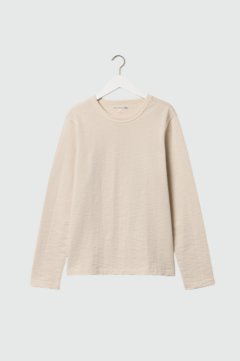 Merz B. Schwanen 2S18 Loopwheeled Relaxed Fit Heavyweight Longsleeve - nature