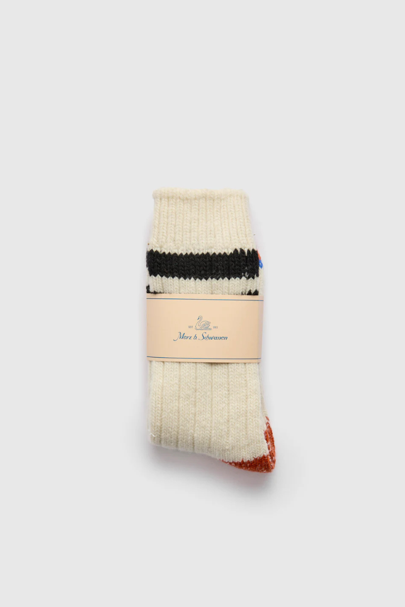 Merz b. Schwanen Merino wool Socks - nature / black