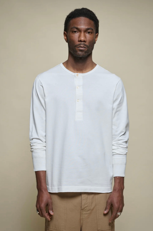 Merz B. Schwanen 2M06 Classic Fit Long Sleeve Henley - white