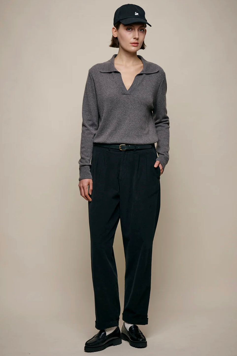 Merz b. Schwanen Women's V-neck pullover - grain