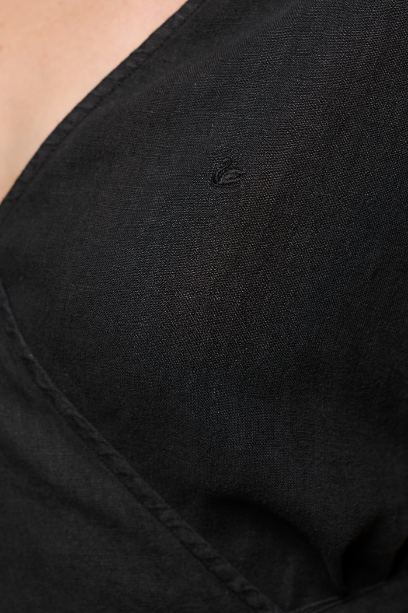 Merz b. Schwanen Linen Wrapover Dress - deep black