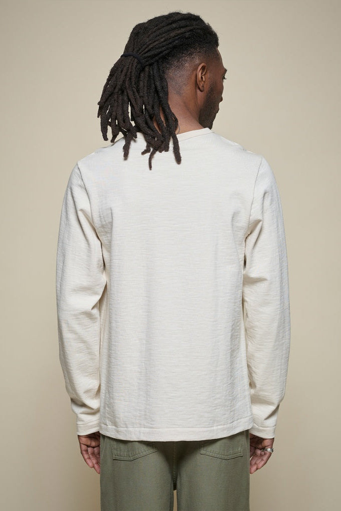 Merz B. Schwanen 2S08 Loopwheeled Relaxed Fit Heavyweight Longsleeve Henley - nature