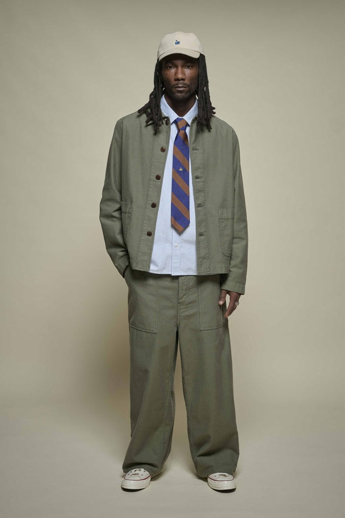 Merz b. Schwanen Cropped Sateen Canvas Worker's Jacket - army