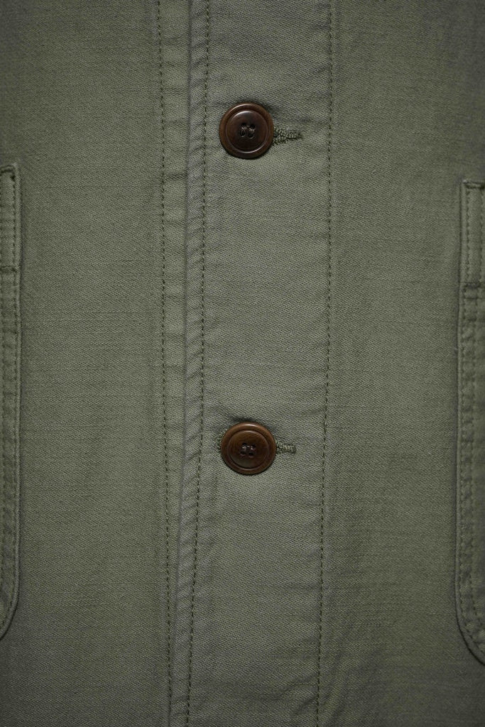 Merz b. Schwanen Cropped Sateen Canvas Worker's Jacket - army